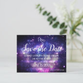 Galaxy Sterrennacht Space Wedding Save the Date Briefkaart (Staand voorkant)