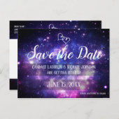 Galaxy Sterrennacht Space Wedding Save the Date Briefkaart (Voorkant / Achterkant)