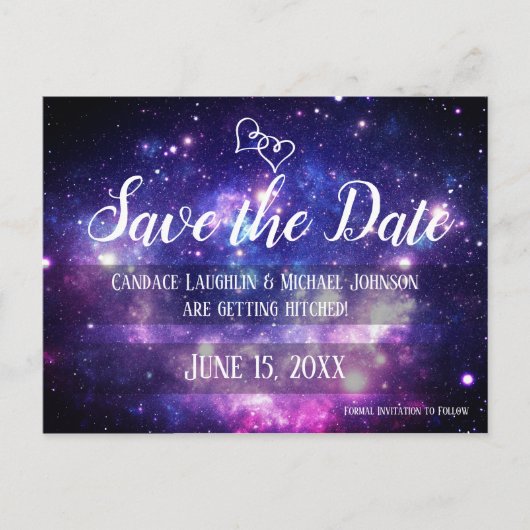 Galaxy Sterrennacht Space Wedding Save the Date Briefkaart (Voorkant)