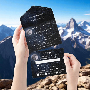 Galaxy Sterrennacht Sterren Sky Wedding Moon All In One Uitnodiging