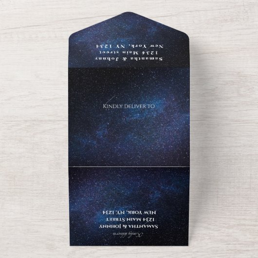 Galaxy Sterrennacht Sterren Sky Wedding Nebula All In One Uitnodiging (Buitenkant)