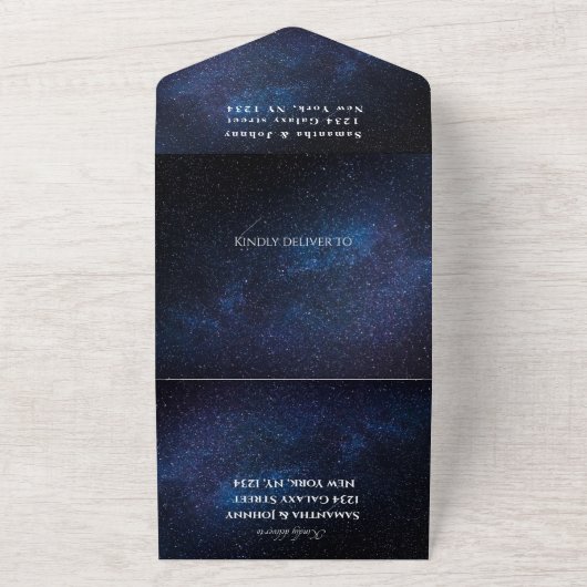 Galaxy Sterrennacht Sterren Sky Wedding Nebula Fot All In One Uitnodiging (Buitenkant)