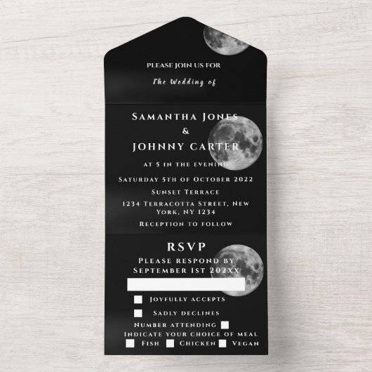 Galaxy Sterrennacht Sterren Sky Wedding Universe All In One Uitnodiging (Binnen)