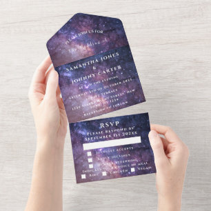 Galaxy Sterrennacht Universe Sky Wedding Nebula All In One Uitnodiging