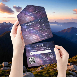 Galaxy Sterrennacht Universe Sky Wedding Nebula All In One Uitnodiging