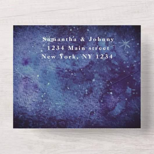 Galaxy Sterrennacht Universe Sky Wedding Nebula All In One Uitnodiging (Achterkant)