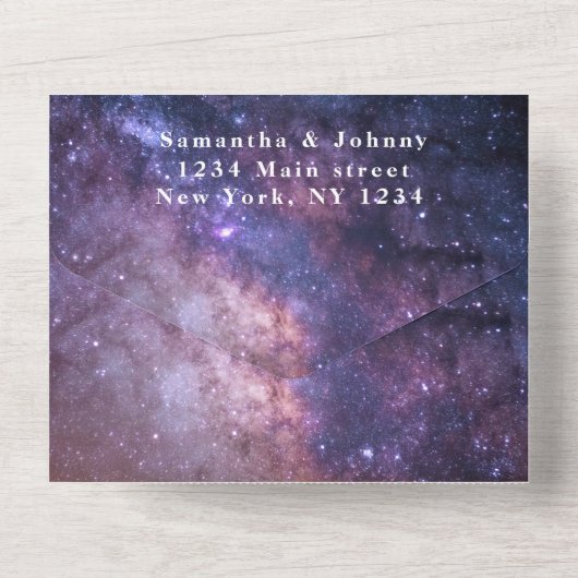 Galaxy Sterrennacht Universe Sky Wedding Nebula All In One Uitnodiging (Achterkant)