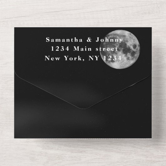 Galaxy Sterrennacht Universum Foto Huwelijksmaan All In One Uitnodiging (Achterkant)