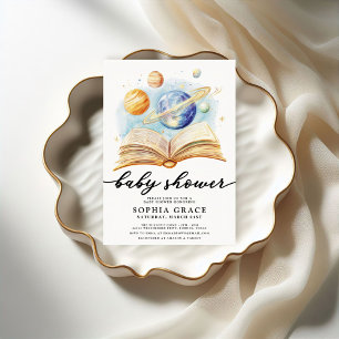 Galaxy Storybook Whimsical Baby shower Kaart