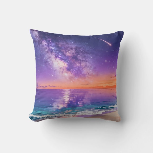 Galaxy Strand Zonsondergang Worp Kussen (Voorkant)