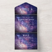 Galaxy Sweet 16  sterren Sterrennacht Sky Alle All In One Uitnodiging (Binnen)