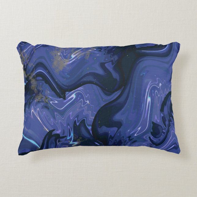 Galaxy Swirl Blue Glitter Abstract kosmisch patroo Accent Kussen (Voorkant)