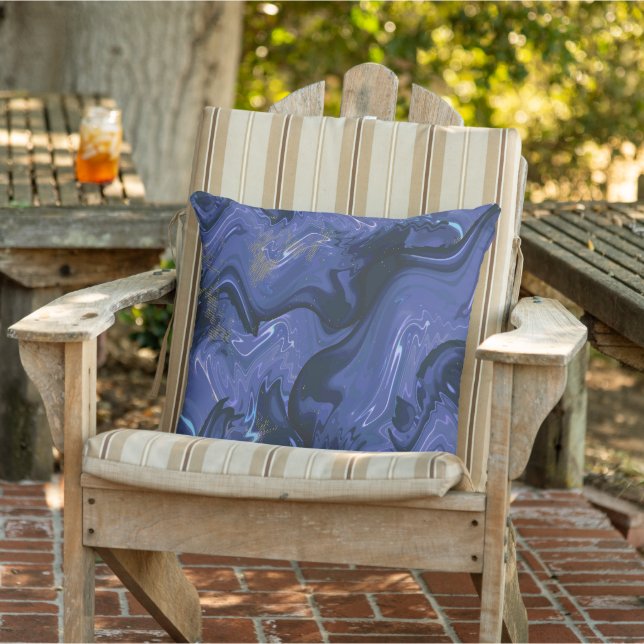 Galaxy Swirl Blue Glitter Abstract kosmisch patroo Buitenkussen (Stoel)