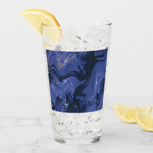 Galaxy Swirl Blue Glitter Abstract kosmisch patroo Glas (Voorkant ijs)