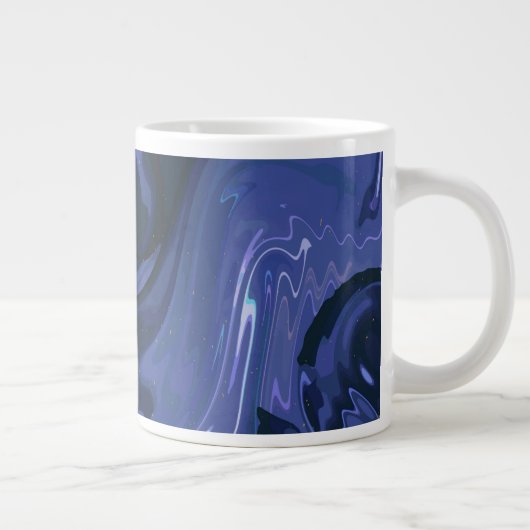 Galaxy Swirl Blue Glitter Abstract kosmisch patroo Grote Koffiekop (Rechts)