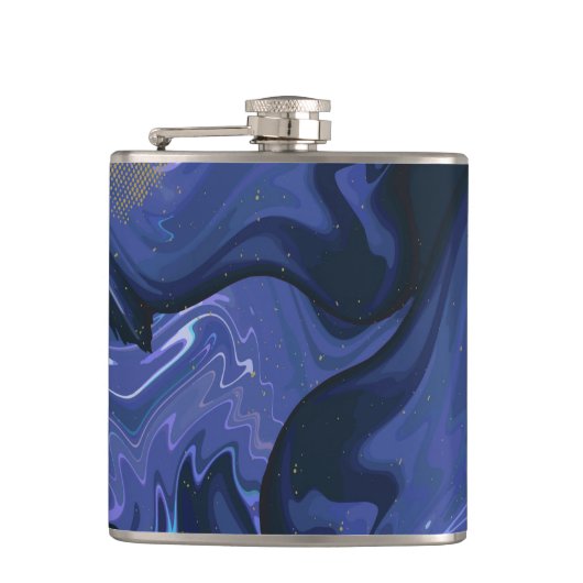Galaxy Swirl Blue Glitter Abstract kosmisch patroo Heupfles (Voorkant)