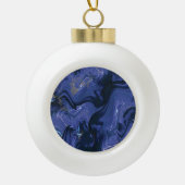Galaxy Swirl Blue Glitter Abstract kosmisch patroo Keramische Bal Ornament (Voorkant)