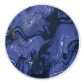 Galaxy Swirl Blue Glitter Abstract kosmisch patroo Keramische Knop (Voorkant)