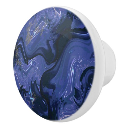 Galaxy Swirl Blue Glitter Abstract kosmisch patroo Keramische Knop (Rechts)