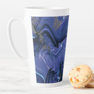Galaxy Swirl Blue Glitter Abstract kosmisch patroo Latte Mok