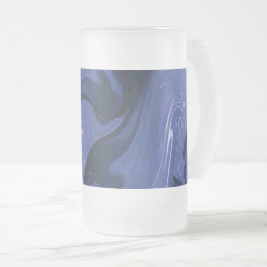 Galaxy Swirl Blue Glitter Abstract kosmisch patroo Matglas Bierpul (Voorkant rechts)