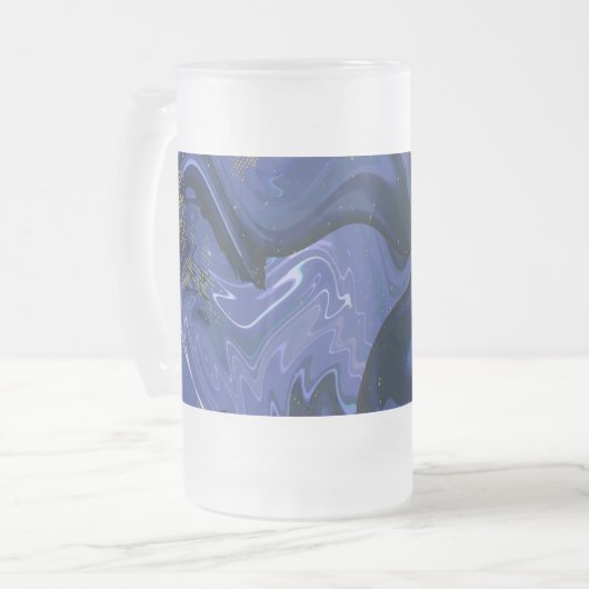 Galaxy Swirl Blue Glitter Abstract kosmisch patroo Matglas Bierpul (Voorkant links)