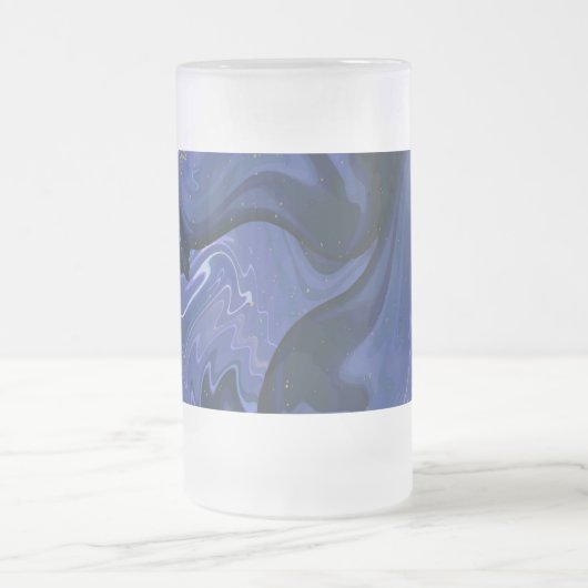 Galaxy Swirl Blue Glitter Abstract kosmisch patroo Matglas Bierpul (Center)
