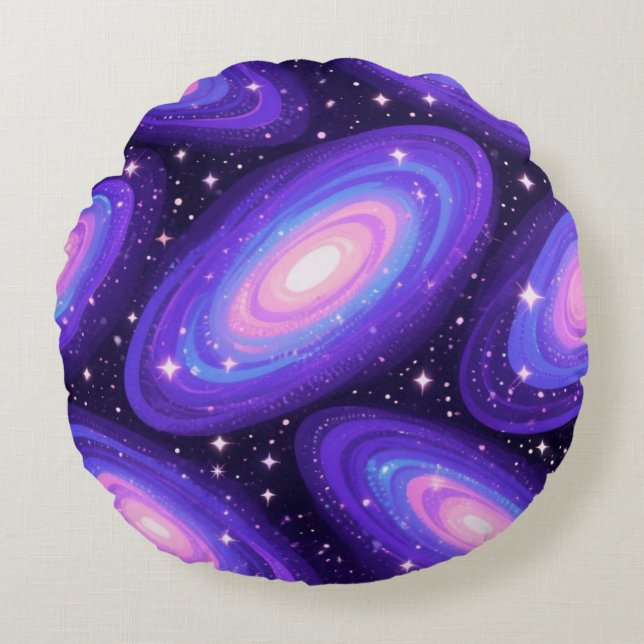 Galaxy Swirls Patroon Dromerige Kosmische Nevel On Rond Kussen (Voorkant)