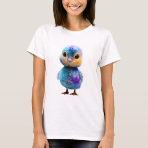 Galaxy Teal Psychedelische Pluizen Kuiken Vrouwen T-shirt