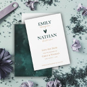 Galaxy Theme Mooie Witte Groene Hart Bruiloft Save The Date