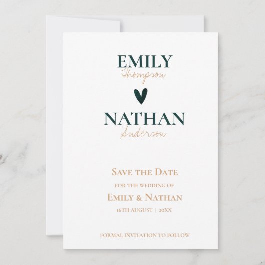 Galaxy Theme Mooie Witte Groene Hart Bruiloft Save The Date (Voorkant)