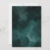 Galaxy Theme Mooie Witte Groene Hart Bruiloft Save The Date (Achterkant)