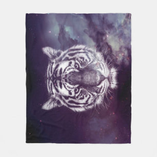 Galaxy Tiger Face Wallpaper Fleece Deken