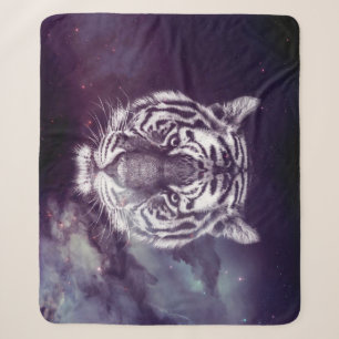 Galaxy Tiger Face Wallpaper Sherpa Deken