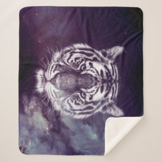 Galaxy Tiger Face Wallpaper Sherpa Deken