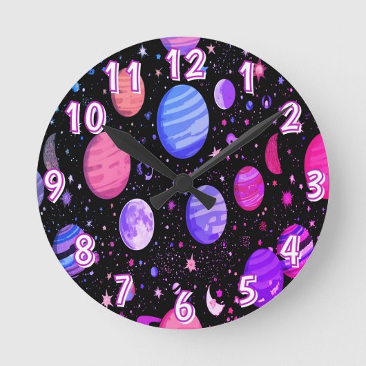 Galaxy Timepiece Astronaut Buitenste Ruimte Muur K Ronde Klok (Voorkant)