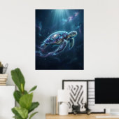 Galaxy Turtle Cosmic Ocean Poster (Thuiskantoor)