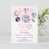 Galaxy Twee Naar De Maan Roze Goud Ruimtevaart Ver Kaart (Staand voorkant)