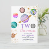 Galaxy Two the Moon  2de verjaardags  uitnodiging (Staand voorkant)