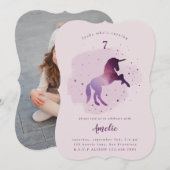 Galaxy unicorn foto party uitnodiging (Voorkant / Achterkant)