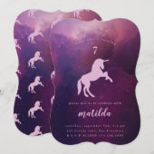 Galaxy unicorn foto party uitnodiging (Voorkant / Achterkant)
