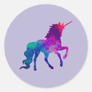 Galaxy Unicorn in Sky Colors of Blue and Paars, Z Ronde Sticker