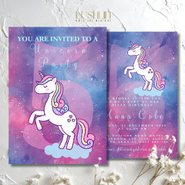 Galaxy Unicorn Magical Starry Verjaardagsfeest Kaart