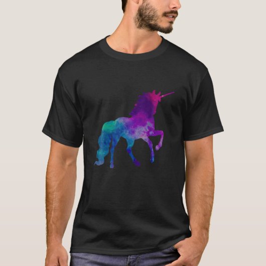 Galaxy Unicorn Sky kleuren van blauw en Paars, zan T-shirt (Voorkant)