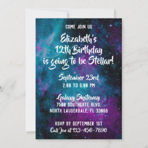 Galaxy Universe Birthday Invite Kaart