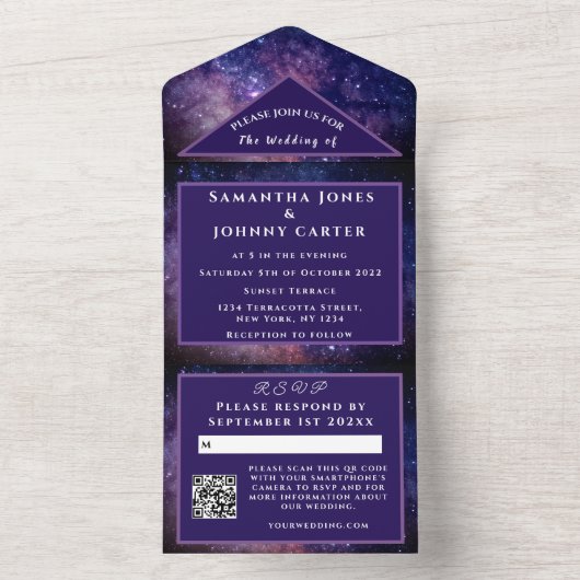 Galaxy Universe Nebula Sterrennacht Sky Space All In One Uitnodiging (Binnen)