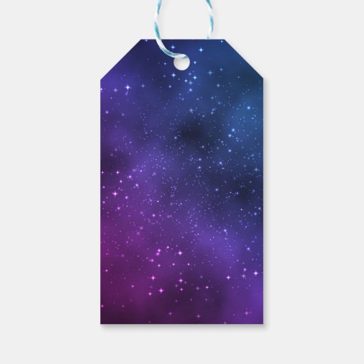 Galaxy Universe Paarse dank u verjaardagsgunst Cadeaulabel (Achterkant)