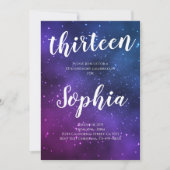 Galaxy Universe Paarse Stars Girl Space Birthday Kaart (Voorkant)