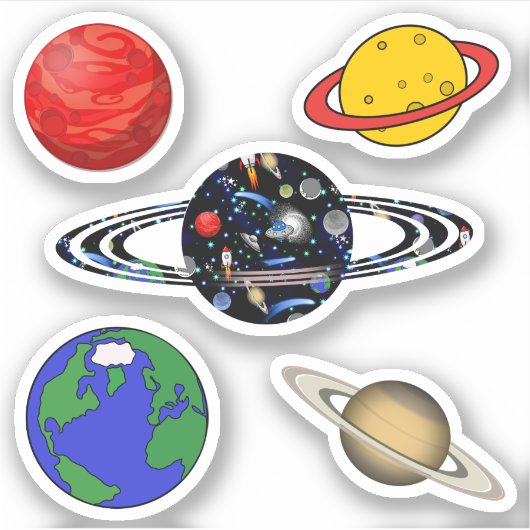 Galaxy Universe - Planeten Schroot Boek Sticker (Voorkant)