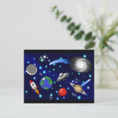 Galaxy Universe - Planten, sterren, komets, rakett Briefkaart (Staand voorkant)
